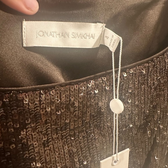 NWT Jonathan Simkhai Allura Hammered sequin-embellished blouse size 4/S